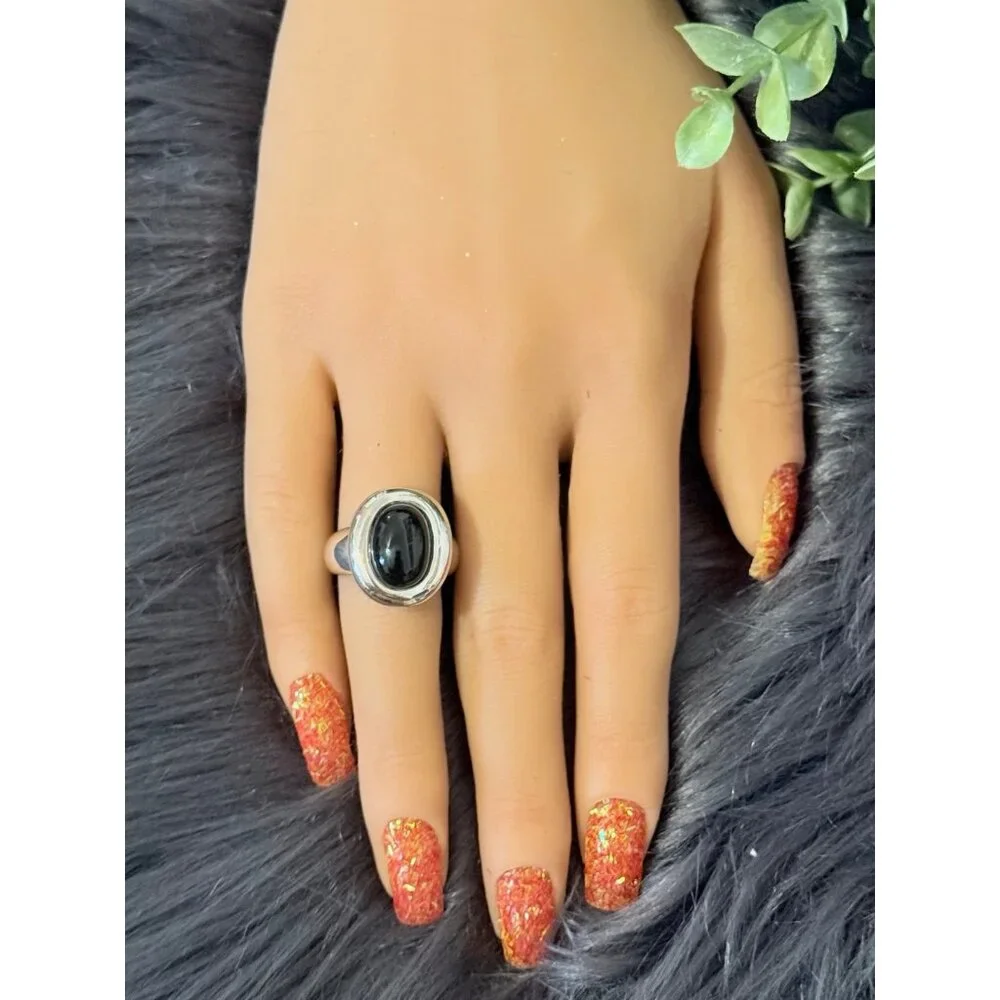 925‎ Silver Cabuchon Onyx Ring